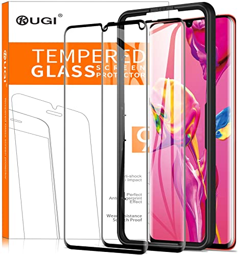 KuGi. for Huawei P30 pro Screen Protector, 9H Hardness HD clear Easy & Bubble Free Installation Tempered Glass Screen Protector Designed for Huawei P30 pro smartphone.BLACK(2 Pack)