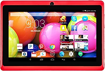 DeerBrook® DB  7" Quad Core Tablet 8GB- HD 1024x600 Display, Bluetooth, Dual Camera, Google Android 4.4 KitKat, WiFi, Google Play Pre-installed, 3D Gaming Support (Race Red)