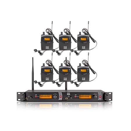 Top Quality!! Xtuga RW2080 In Ear Monitor System 2 Channel 2/4/6/8/10 Bodypack Monitoring with in earphone wireless SR2050 Type! (6 bodypack with transmitter)