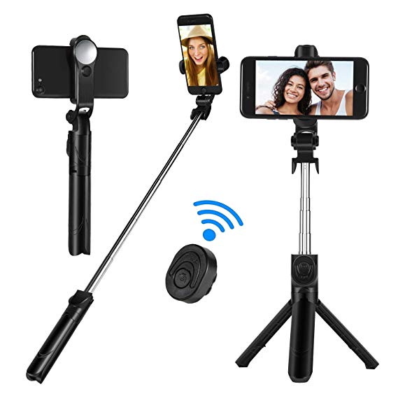Selfie Stick Tripod Bluetooth, Sefitopher Mirror Portable Extendable Monopod with Wireless Remote Shutter 360° Rotatable Phone Holder for iPhone X/8/8 plus/7/6S/6/XS max, Samsung Galaxy Note S6/7/8/9