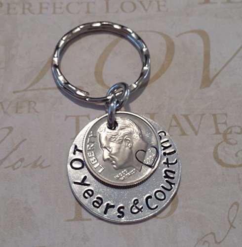 10 Years and Counting 2006 Dime Key Chain Wedding Anniversary Gift for Him or Her