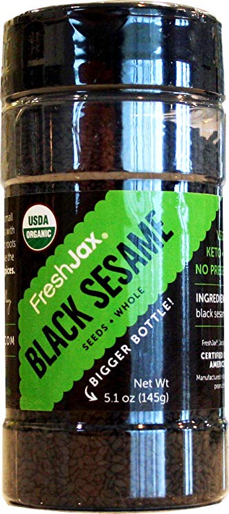 FreshJax Premium Organic Spices, Herbs, Seasonings, and Salts (Certified organic Black Sesame Seeds - Large Bottle)