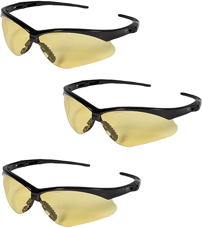 Jackson Safety 25659 Nemesis Safety Glasses 3000359 (3 Pair) (Black Frame with Amber Lens)