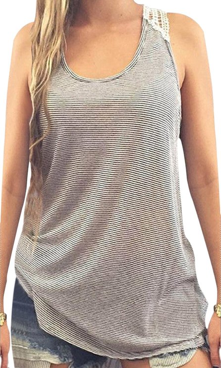Yidarton Womens Lace Vest Top Summer Casual Tank Tops Sleeveless Blouse T-Shirt