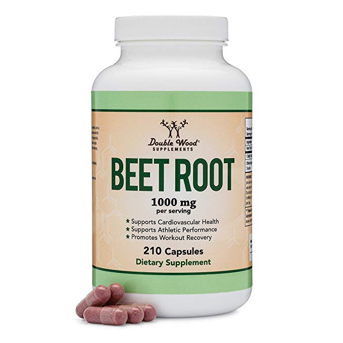 Beet Root Powder Capsules (210 Count, 1,000mg Per Serving) - Super Food from Beets with High Nitrate Content for Cardiovascular Health and Blood Pressure Support by Double Wood Supplements