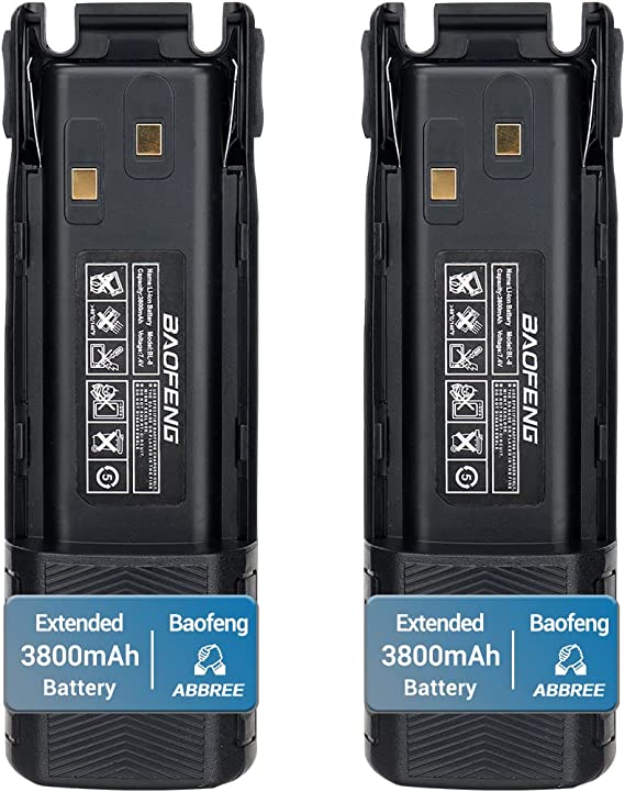 2 Pack BaoFeng BL-8 3800mAh Li-ion High Capacity Extended Battery with Wired Charging Port Compatible with Baofeng UV-82HP UV-82C MIRKIT UV-82 MK3/5 BTECH GMRS-V1 MURS-V1 Etc Two Way Radio