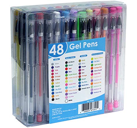 Thornton's Art Supply Premium Gel Pen, Assorted Colors, Pack of 48 (TAS-97341)