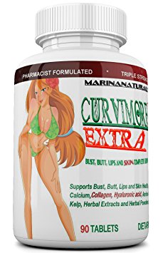 CURVIMORE EXTRA The Only Breast Enlargement, Butt Enhancement, Bust Enhancement, Lip Plumping and Skin Tightening 4 in 1 Formula. Get Larger, Fuller, Firmer Breasts, Butts, Lips and Skin. 90 Tablets