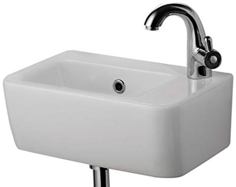 ALFI brand AB101 Small Wall Mounted Ceramic Bathroom Sink Basin, White