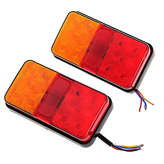 Justech 2 x Rear Brake Lights Tail lights 12V Universal for Trailer Camper Van Truck Lorry Tractor