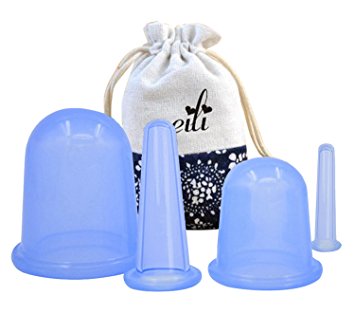 Facial Cupping Set 4 Silicone Cups for Body Massage Cellulite Cup Therapy