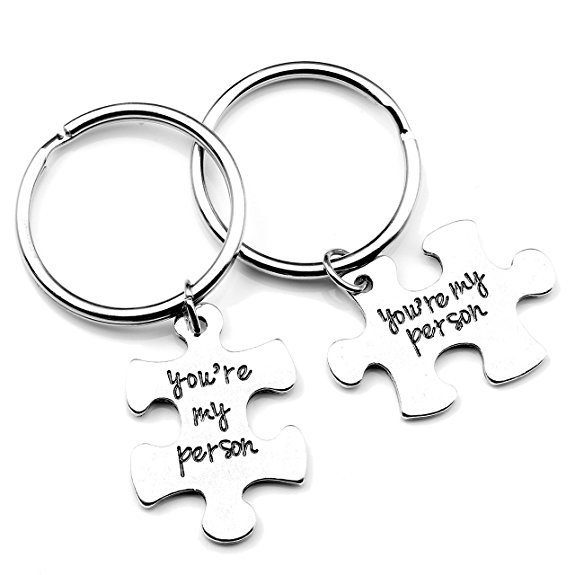 JOVIVI 2pc You Are My Person Puzzle Keychain Jewelry Set - Valentines Day Best Friend Gift