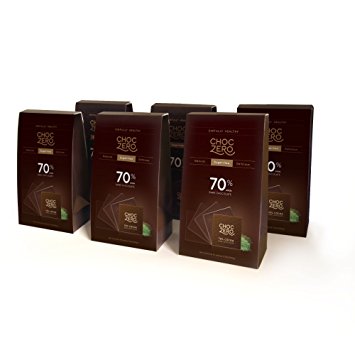 ChocZero™ Sugar Free chocolate, with No Sugar Alcohol and No Artificial Sweeteners, All Natural, Low Carb - 6 Bags 70% Dark Chocolate (60 pieces)