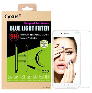 Cyxus UV & Harmful Blue Light Filter [Sleep Better] Thinnest [0.2mm] Ray Film H) Clear Blocking 9H Tempered Glass Screen Protector for Apple iPhone 6 / 6s (4.7 inch) Great for Women, Protect the Skin and Eyes