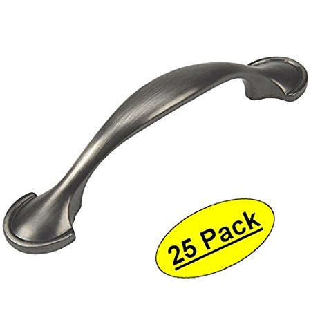 Cosmas 6632AS Antique Silver Cabinet Hardware Handle Pull - 3" Inch (76mm) Hole Centers - 25 Pack