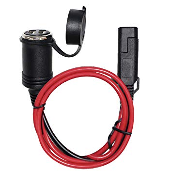 SPARKING 3FT Motorcycle USB Charger Adapter - SAE to Dual USB Charger Power Ports 2.1A with SAE 2 Pin Quick Disconnect Connector Cable(SAE-USB)