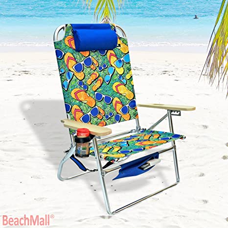 Deluxe XL Wide Tall Plus Size Aluminum Folding Big Heavy Duty Beach Chair for Sand, 17 inches Seat Height - 300 lb Load