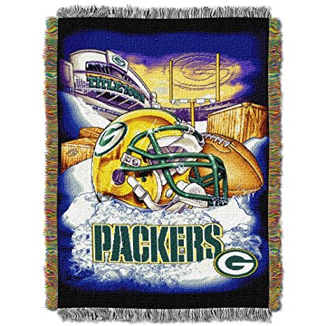 Officially Licensed NFL Green Bay Packers Home Field Advantage Woven Tapestry Throw Blanket, 48" x 60"