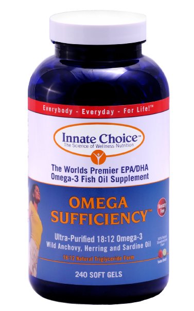 Fish Oil Capsules, Omega Sufficiency By Innate Choice, Strawberry Lime 240 Capsules