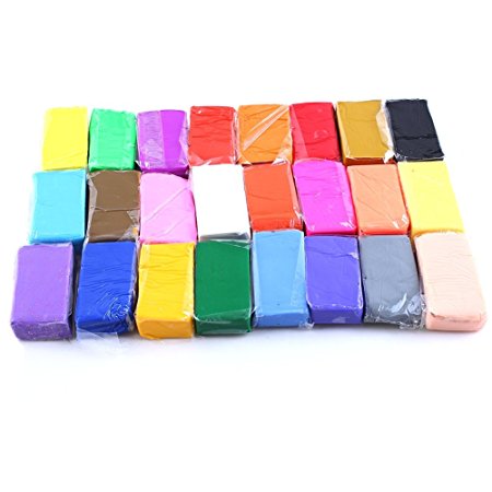Ouba Colorful Fimo Effect Polymer Clay Soft Moulding Craft Oven Bake Clay Sampler Creative Fun 24Pcs