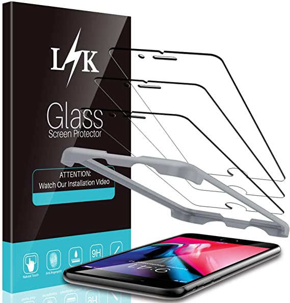 3 Pack LϟK Screen Protector Compatible for iPhone 6 iPhone 6S iPhone 7 iPhone 8 and iPhone SE Alignment Frame Easy Installation, Tempered Glass 9H Hardness