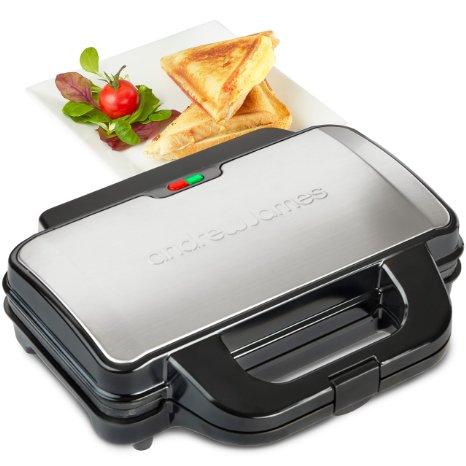 Andrew James 900W Deep Fill Toastie Maker For 2 x Extra-Thick Toasted Sandwiches - 2 Year Warranty