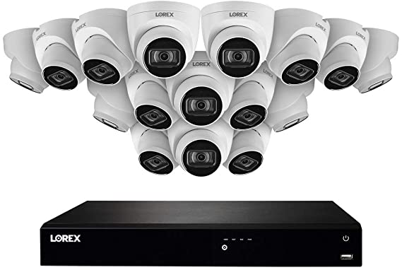 Lorex Technology Lorex N4K3-1616WD Surveillance System Featuring N862A63B 4K 3TB Fusion NVR and 16 E841CD-E 4K 8MP Audio Dome Cameras