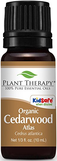 Plant Therapy USDA Certified Organic Cedarwood Atlas Essential Oil. 100% Pure, Undiluted, Therapeutic Grade. 10 ml (1/3 oz).