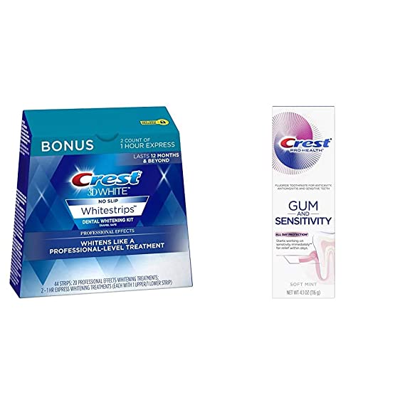 Crest 3D White Dental Whitening Kit, Professional Effects Whitestrips, 44 Count (Pack of 1), and Pro-Health Gum And Sensitivity, Sensitive Toothpaste, All Day Protection, 4.1 Ounce