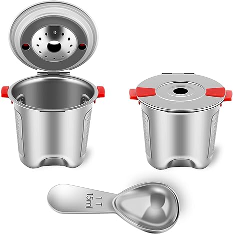 Reusable K Cups Fit for Keurig 2.0 and 1.0 Coffee Maker - Stainless Steel K Cup Reusable - Universal Refillable K Cup Filter BPA FREE (2 PACK)