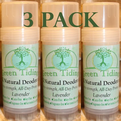 Green Tidings All Natural Deodorant Extra Strength All Day Protection Lavender 27 oz 3 PACK- 15 OFF
