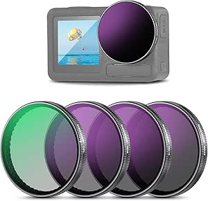 NEEWER Snap On ND Filter Set Compatible with DJI Osmo Action 3/4/5 Pro, 4 Pack ND8 ND16 ND32 CPL Neutral Density Polarizing Action Camera Accessories, Multicoated HD Optical Glass, FL-A76