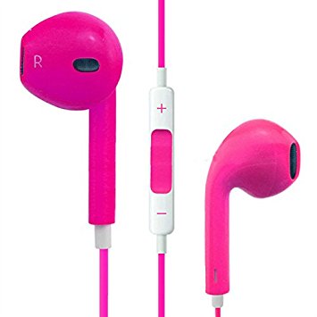 E-XUJING Quality Colorful Headphone Earphone Earbud Volume with Remote headsets-Pink