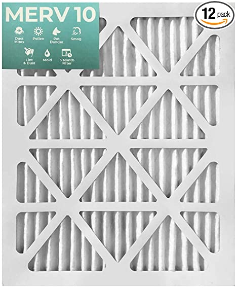 18x24x1 MERV 10 Pleated Air Filters for AC and Furnace. 12 PACK. Actual Size: 17-1/2 x 23-1/2 x 7/8