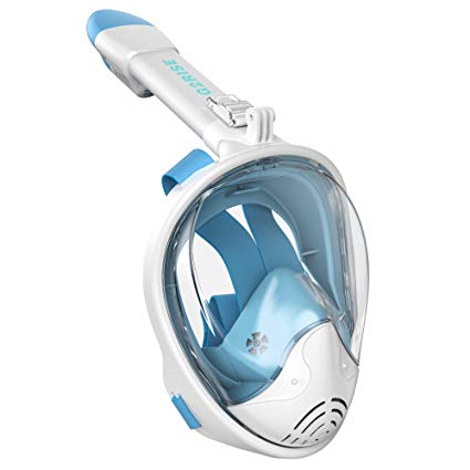 G2RISE SN01 Full Face Snorkel Mask with Detachable Camera Mount, Anti-Fog and Foldable Design, Advanced Breathing System for a Safe Adults/Kids Snorkeling Experience