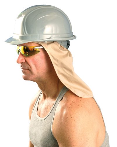 Cooling Hard Hat Neck Shade, w/ Terry Sweatband, One Size, Khaki, #971 by Occunomix