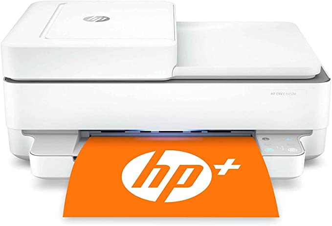 HP Envy 6458e All-in-One Wireless Color Inkjet Printer, Print Copy Scan - 10 ppm, 4800 x 1200 dpi, Auto 2-Sided Printing, 35-Sheet ADF, Dual-Band WiFi, Instant Ink Ready, White, Cbmou Printer Cable