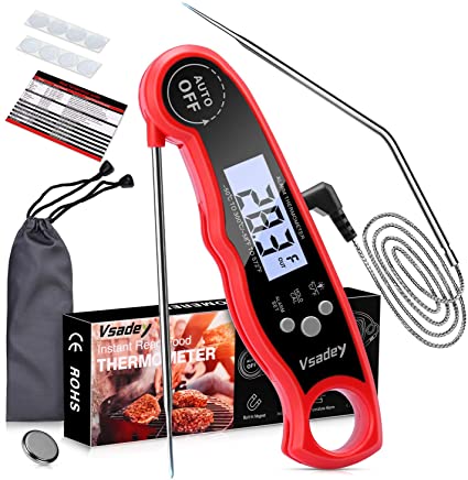 Vsadey Instant Read Food Thermometer for Cooking,Dual Probe Digital Meat Thermometers with Alarm Set Function for Grilling,Kitchen Gadgets for Food Temperature Measuring