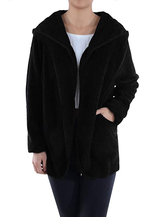 Anna-Kaci Lounge & Chill Hooded Fluffy Fleece Comfy Soft Teddy Coat Jacket