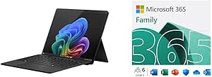 Microsoft Surface Pro 2-in-1 Laptop/Tablet (2024), Windows 11 Copilot  PC, 13" Touchscreen OLED Display, Snapdragon X Elite (12 Core), 16GB RAM, 256GB Storage, Black, 365 Family 12Mo Subscription