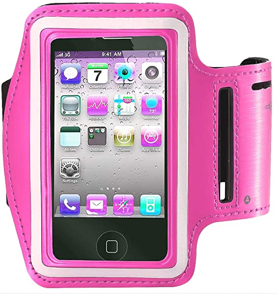 Cell Phone Armband: 5.7 Inch Case for iPhone X XS MAX XR 8/8plus/7 Plus, 6/6S Plus, S9 S8, All Galaxy Note Phones.etc.CaseHQ Adjustable Reflective Workout Band, Key Holder & Screen Protector (Pink)