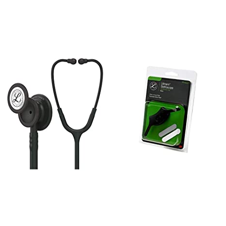 3M Littmann Classic III Monitoring Stethoscope, Black Edition Chestpiece, Black Tube, 27 inch, 5803   40007 Stethoscope Identification Tag, Black