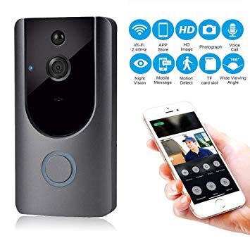 leegoal WIFI Wireless Visual Smart Doorbell, HD Infrared Night Vision Doorbell with Motion Sensor, Internal Memory,Thermographic Camera,Home Alarm Mobile Phone Remote Electronic Cat Eye Gray