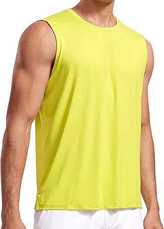 CRZ YOGA Men's Workout Sleeveless Shirt Quick Dry Stretchy Swim Shirts Athletic Gym Running Beach Tank Top