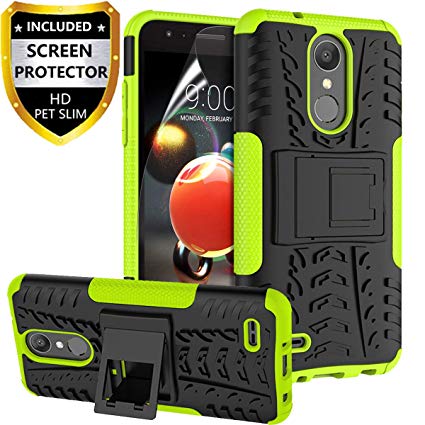 RioGree for LG Aristo 2 Case, for LG Aristo 2 Plus/Zone 4 /Tribute Dynasty/Phoenix 4/Fortune 2/Rebel 4 LTE/Risio 3/K8 2018/ K8 /K8 Plus Phone Case, with Screen Protector Kickstand Cover Skin,Green