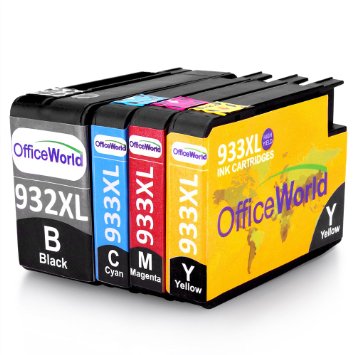 OfficeWorld NEW UPDATED 932XL 933XL Ink Cartridges for HP Officejet 6100 6600 6700 7110 7610 7612 Please Note 7510 7512 Can Not Use Black Cyan Magenta Yellow
