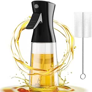 Oil Sprayer for Cooking - 180ml Glass Olive Oil Sprayer Mister with Brush, Olive Oil Dispenser Bottle, Thick Glass, Kitchen Gadgets Accessories