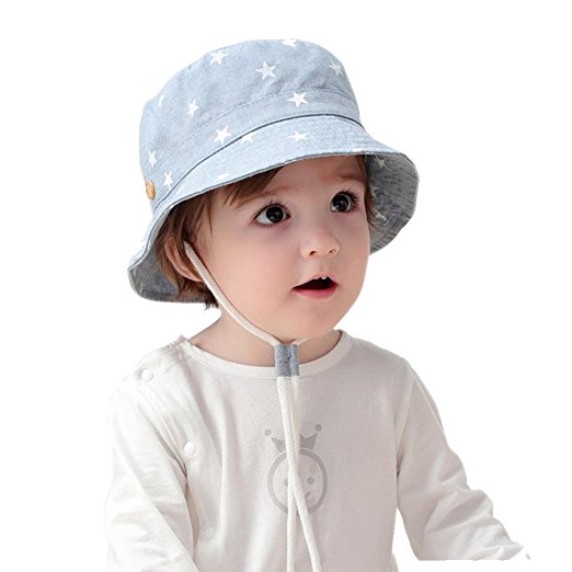 Exemaba Baby Hat Boys Girls Toddler Kids Play Sun Hats Bucket/Reversible Brim,Drawstring Adjust