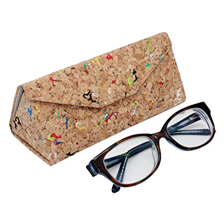 boshiho ECO-Friendly Natural Cork Sunglasses Box Foldable Triangle Sun Glasses Case Eyeglass Holder Case Jewelry Box Case (Multicolor)