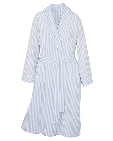 Carole Light-Weight Cotton-Blend Striped Wrap-Robe Made in USA